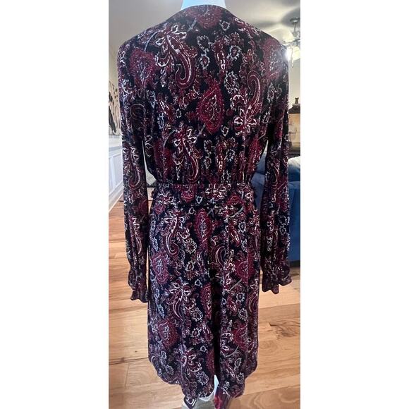 MICHAEL KORS BLOUSEN BLACK AND RED PAISLEY LINED RUFFLED WAIST WOMENS MEDIUM - Picture 6 of 10